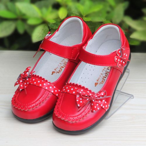 Chaussures enfants en cuir de vache fendu ronde coutures pour printemps - semelle caoutchouc Ref 1013930