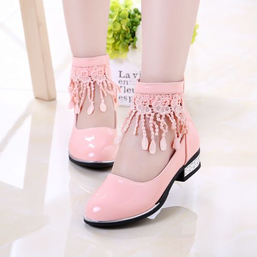 Chaussures enfants en cuir synthétique pointu houppe pour printemps - semelle caoutchouc naturel Ref 1014006