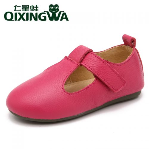 Chaussures enfants en cuir ronde coutures pour printemps - semelle caoutchouc Ref 1014226