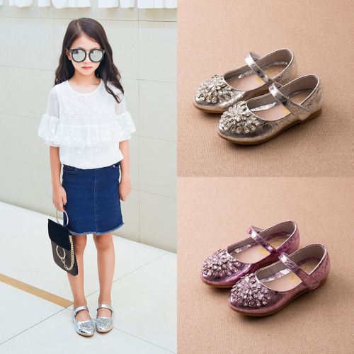 Chaussures enfants en cuir synthétique BENBOY ronde avec perles pour printemps - semelle caoutchouc Ref 1014328