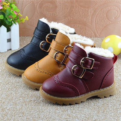 Chaussures enfants en PU ronde pour hiver - semelle caoutchouc Ref 1014370