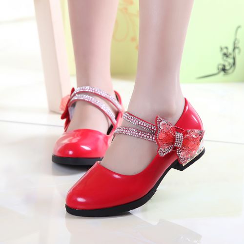 Chaussures enfants en PU ronde avec perles pour printemps - semelle caoutchouc Ref 1014372