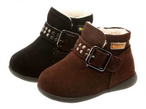 Chaussures enfants en de vache, Nubuck, ronde métal pour hiver - semelle caoutchouc naturel Ref 1014458