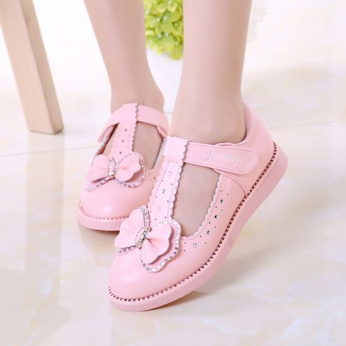 Chaussures enfants en cuir ronde paillette pour printemps - semelle caoutchouc naturel Ref 1014497