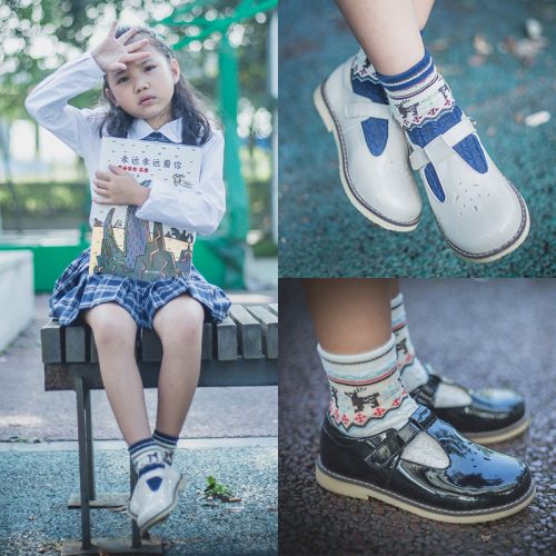 Chaussures enfants en cuir synthétique ronde pour printemps - semelle caoutchouc naturel Ref 1014567