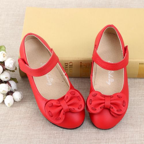 Chaussures enfants en cuir ronde coutures pour printemps - semelle caoutchouc Ref 1014596
