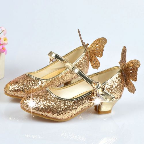 Chaussures enfants en cuir synthétique ronde paillette pour printemps - semelle caoutchouc antidérapant Ref 1014713