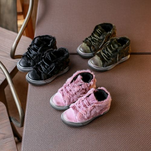 Chaussures enfants en de vache, Nubuck, ronde pour hiver - semelle caoutchouc Ref 1014759