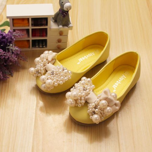Chaussures enfants en PU ronde avec perles pour printemps - Ref 1014768