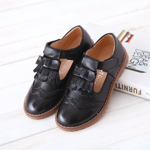Chaussures enfants en cuir ronde houppe pour printemps - Ref 1014795