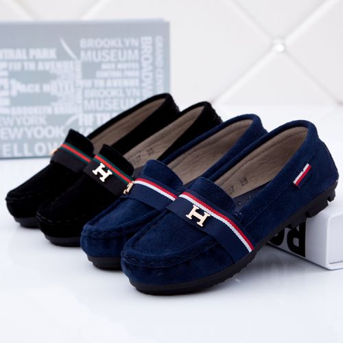 Chaussures enfants en cuir ronde coutures pour printemps - semelle caoutchouc Ref 1014826