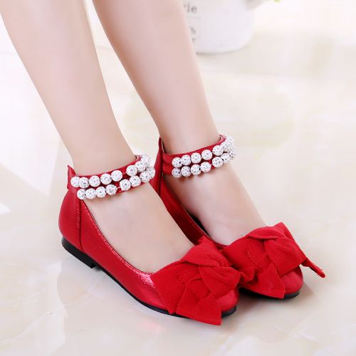 Chaussures enfants en PU LICKRAT ronde avec perles pour printemps - semelle caoutchouc antidérapant Ref 1014896