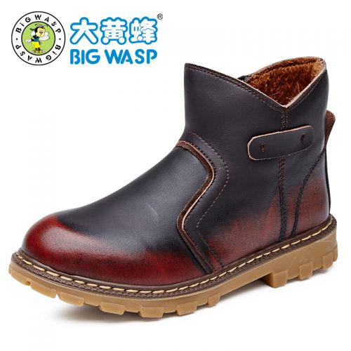 Chaussures enfants en cuir BIG WASP ronde pour hiver - semelle PU Ref 1014912
