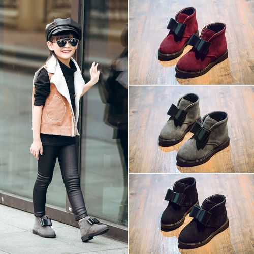 Chaussures enfants en de vache, Nubuck, ronde coutures cuir pour hiver - semelle caoutchouc Ref 1015299