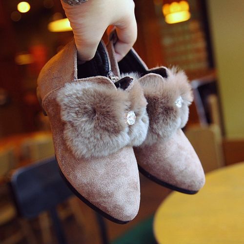 Chaussures enfants en ronde avec perles pour hiver - semelle caoutchouc Ref 1015373
