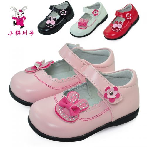 Chaussures enfants en cuir de vache fendu ronde pour printemps - semelle caoutchouc antidérapant Ref 1015386