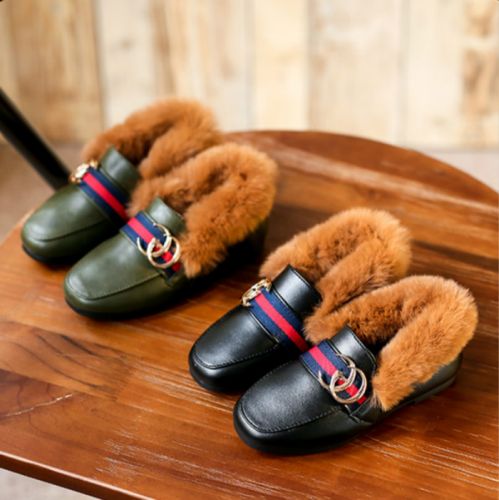 Chaussures enfants en Cuir spatial ronde coutures cuir pour hiver - semelle caoutchouc Ref 1015466
