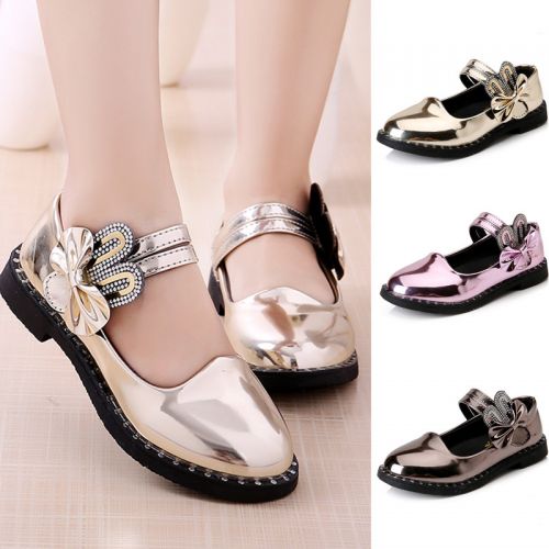 Chaussures enfants en PU ronde avec perles pour printemps - semelle caoutchouc Ref 1015581