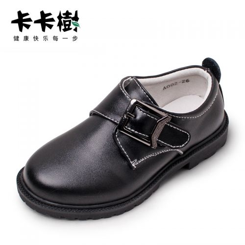 Chaussures enfants en cuir ronde pour printemps - semelle caoutchouc antidérapant Ref 1015596