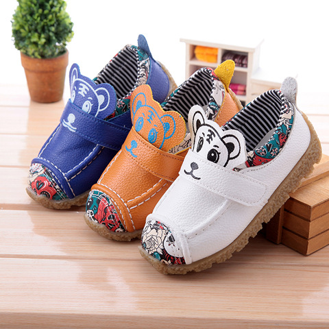 Chaussures enfants en PU ronde coutures cuir pour printemps - Ref 1015645