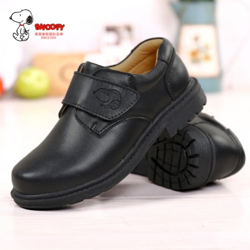 Chaussures enfants en cuir de vache fendu SNOOPY ronde pour printemps - semelle TPR Ref 1015690