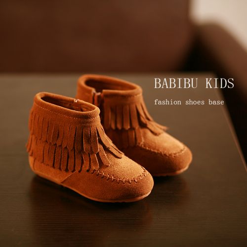 Chaussures enfants en de vache, Nubuck, ronde houppe pour printemps - Ref 1015808