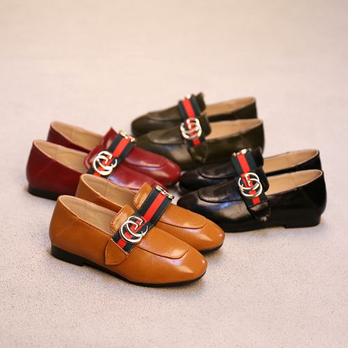Chaussures enfants en cuir synthétique ronde métal pour printemps - semelle caoutchouc Ref 1015818