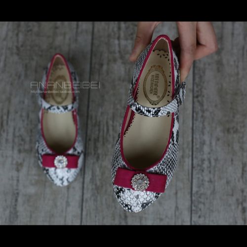Chaussures enfants en Cuir spatial pointu avec perles pour printemps - semelle caoutchouc Ref 1015833