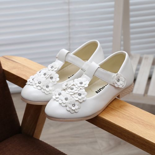 Chaussures enfants en PU ronde avec perles pour printemps - semelle caoutchouc Ref 1015863