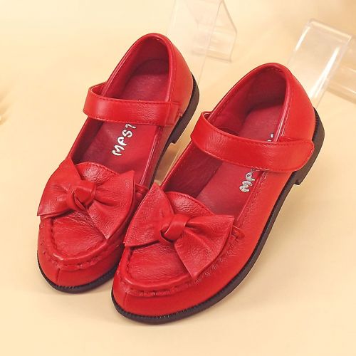 Chaussures enfants en cuir de vache fendu ronde pour printemps - semelle caoutchouc antidérapant Ref 1015948