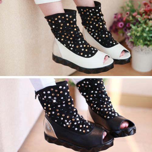 Chaussures enfants avec perles pour été - semelle caoutchouc Ref 1017352