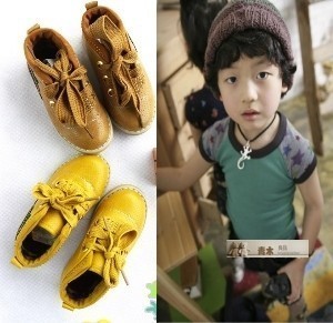 Chaussures enfants en cuir ronde coutures pour hiver - Ref 1017859