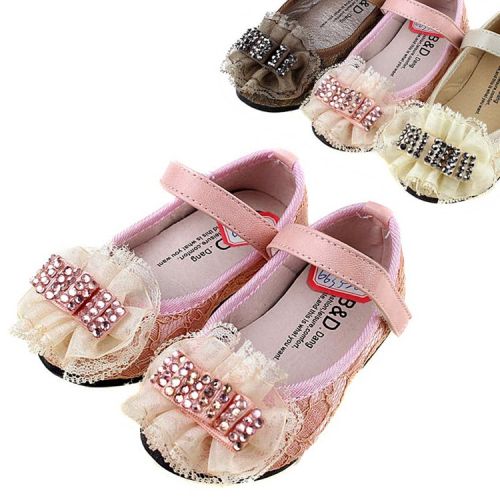 Chaussures enfants en cuir ronde brodé pour printemps - semelle caoutchouc Ref 1018123