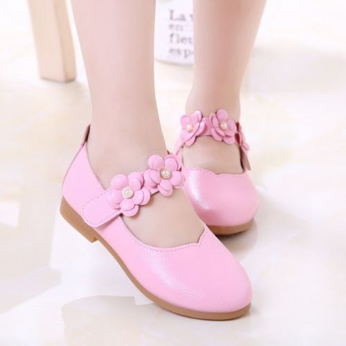 Chaussures enfants en cuir de vache fendu ronde brodé pour Toute saison - Ref 1018620