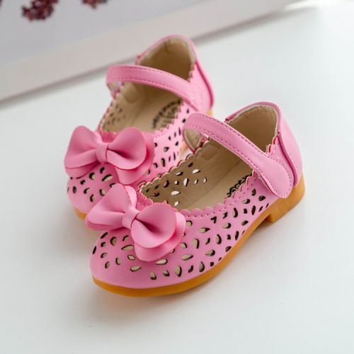 Chaussures enfants en similicuir tête carrée creux pour été - semelle caoutchouc naturel Ref 1019034