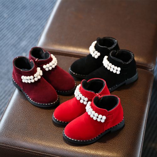 Chaussures enfants en ronde avec perles pour hiver - semelle caoutchouc Ref 1019187
