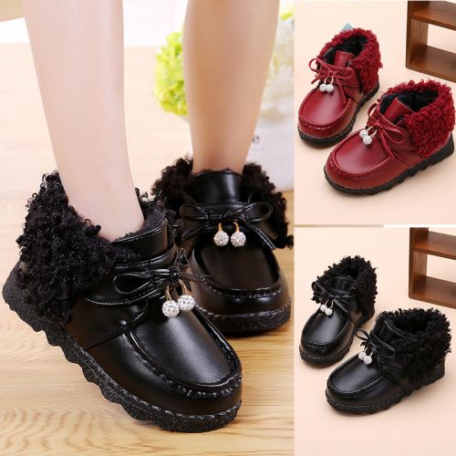 Chaussures enfants en similicuir avec perles pour hiver - semelle caoutchouc Ref 1019192