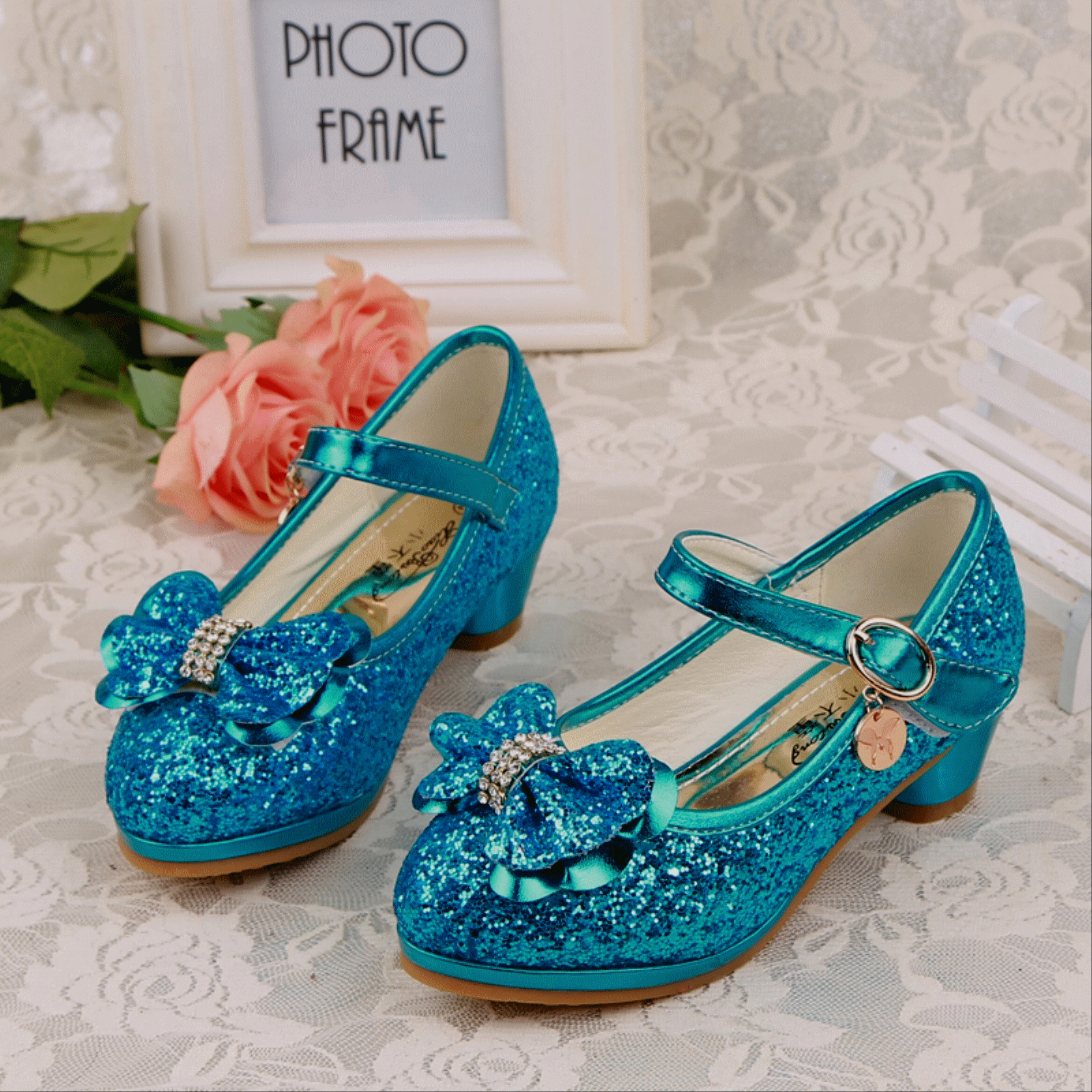 Chaussures enfants en PU ronde avec perles pour printemps - Ref 1019629