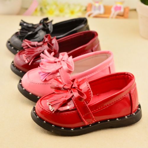 Chaussures enfants en PU ronde houppe pour printemps - semelle caoutchouc Ref 1020534