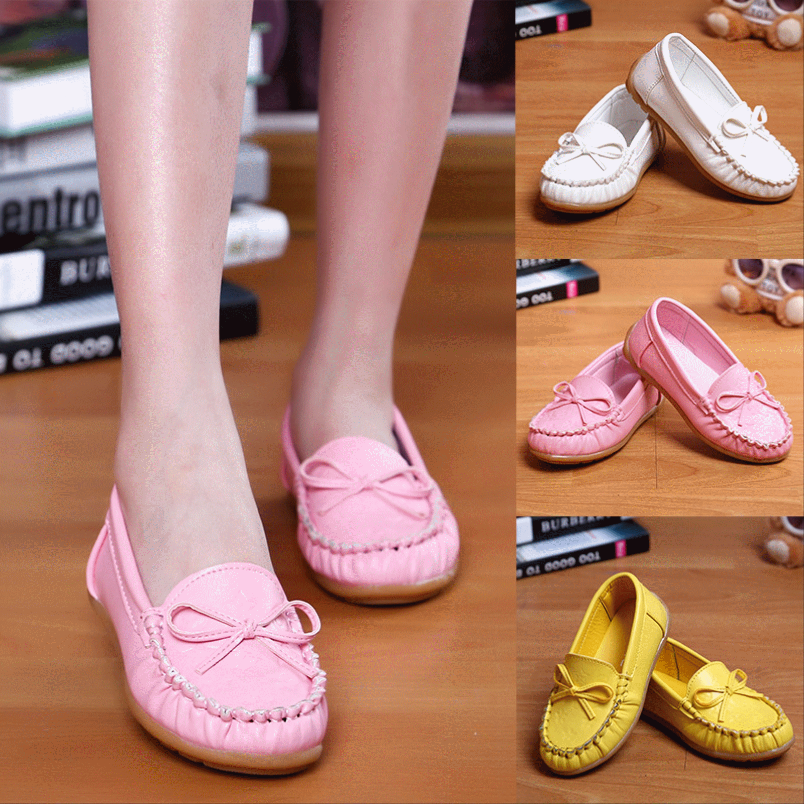 Chaussures enfants en PU ronde coutures cuir pour printemps - Ref 1020827