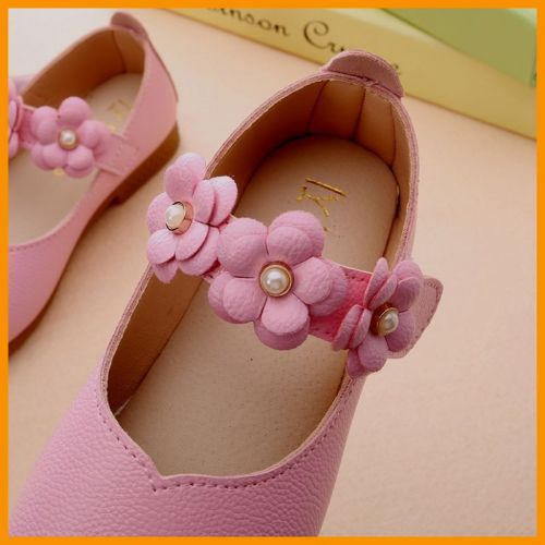 Chaussures enfants en cuir de vache fendu ronde brodé pour Toute saison - Ref 1020873