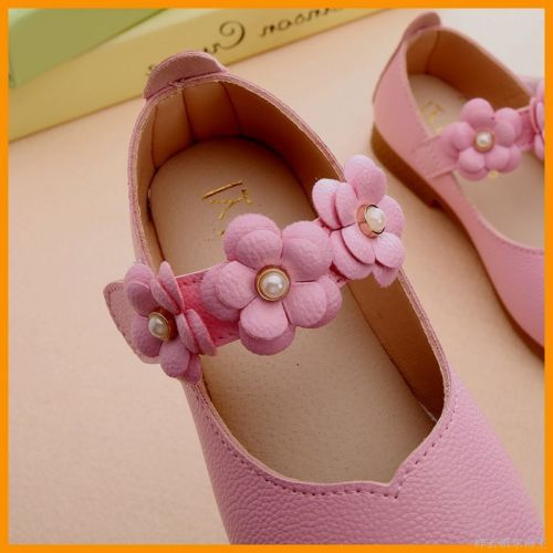 Chaussures enfants en cuir de vache fendu ronde brodé pour Toute saison - Ref 1020903