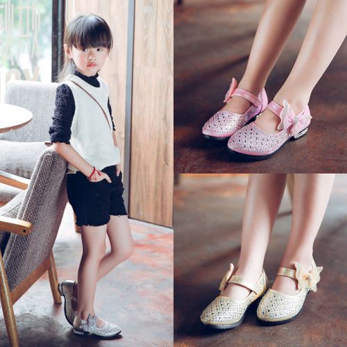 Chaussures enfants en PU ronde avec perles pour printemps - semelle caoutchouc antidérapant Ref 1020960