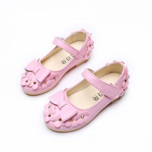 Chaussures enfants en Cuir spatial ronde brodé pour printemps - semelle caoutchouc Ref 1021034
