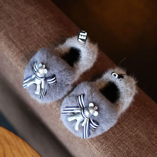 Chaussures enfants en peau de mouton ronde coutures cuir pour hiver - semelle caoutchouc antidérapant Ref 1021078