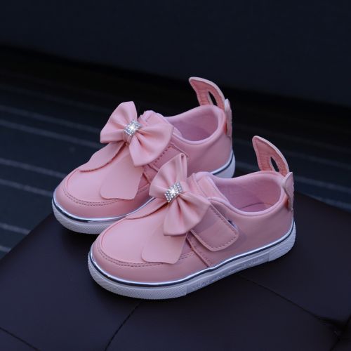 Chaussures enfants en PU ronde avec perles pour printemps - semelle caoutchouc Ref 1021102