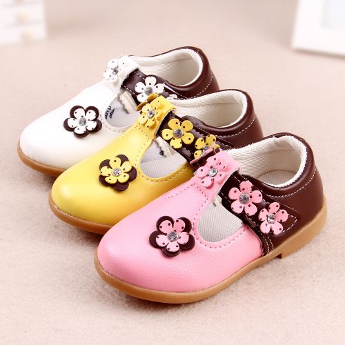 Chaussures enfants en PU ronde coutures cuir pour printemps - Ref 1021288
