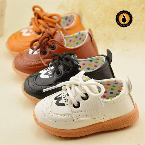 Chaussures enfants en PU ronde coutures cuir pour printemps - Ref 1021369