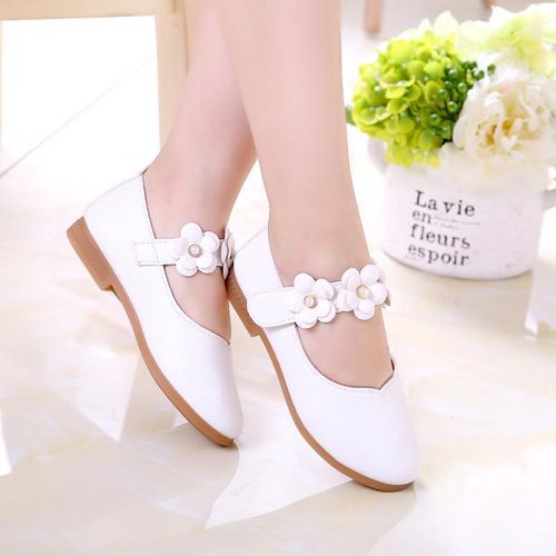 Chaussures enfants en cuir de vache fendu ronde brodé pour Toute saison - Ref 1021601