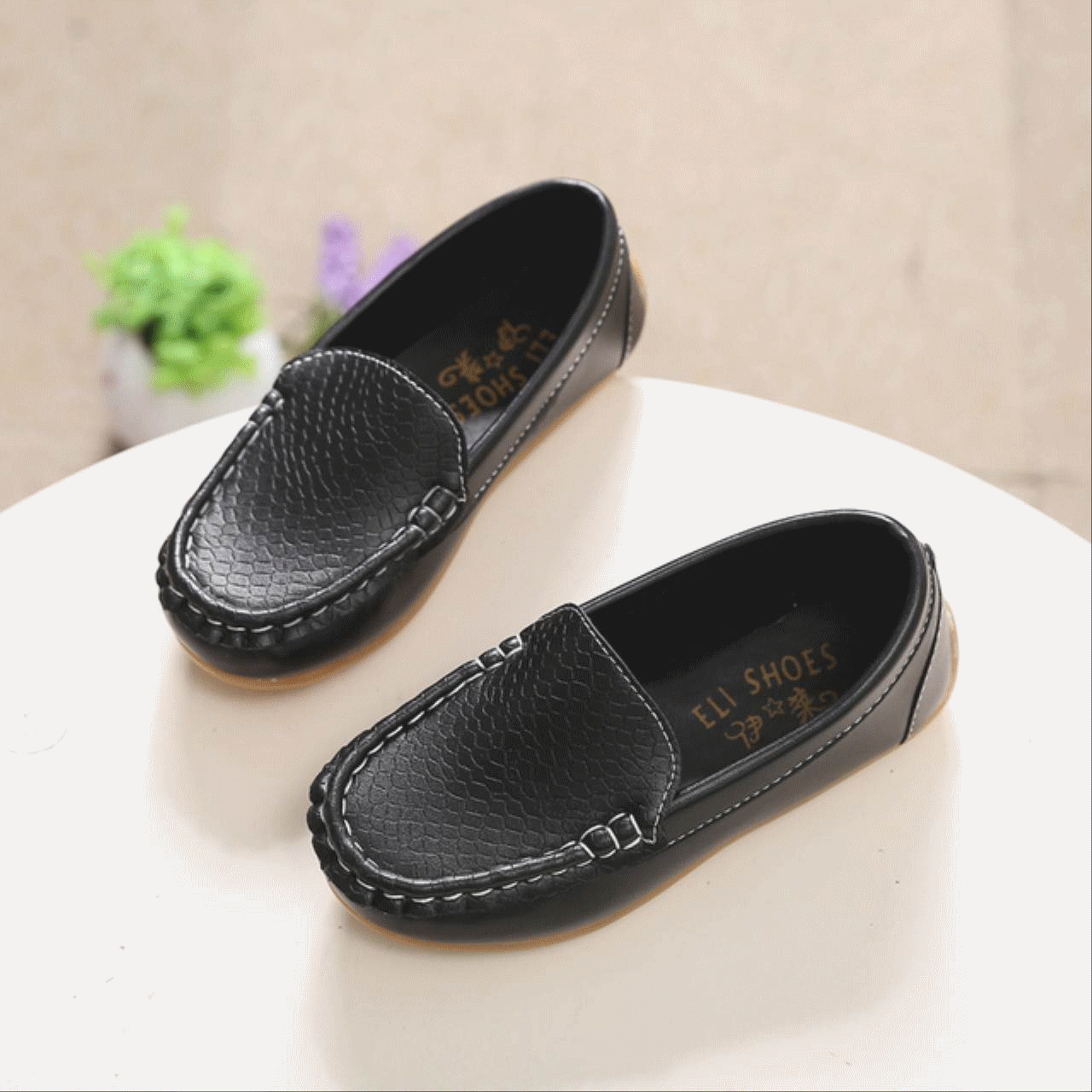 Chaussures enfants en PU ronde coutures cuir pour Toute saison - Ref 1021886